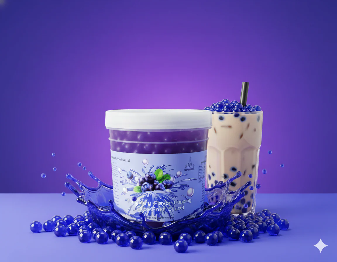 Delicious Blueberry Popping Boba Pearls made with Real Fruit Sauce 1.3 KG - Image 2