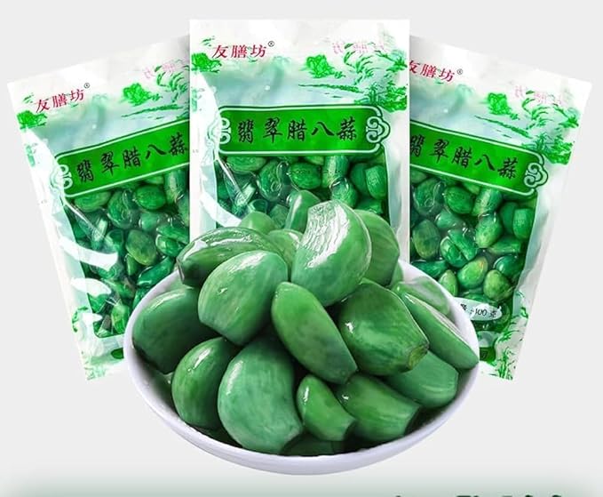 Laba Garlic, Jade Garlic, Fresh Green Garlic, Pickled Vegetable, Pickled with Vinegar, Pickled Garlic,Sweet and Sour Garlic, Hot and Sour Garlic (Large 250g,1 bag) - Image 2