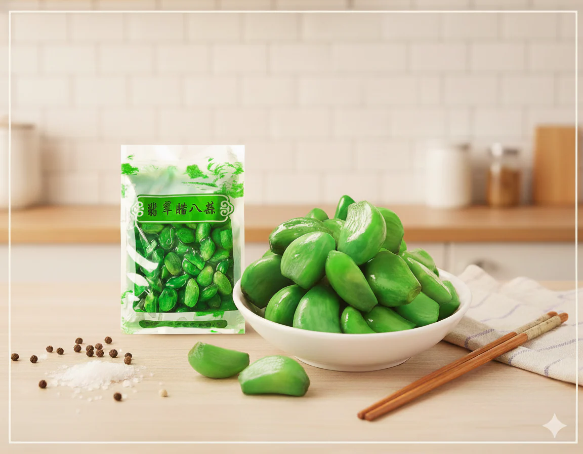 Laba Garlic, Jade Garlic, Fresh Green Garlic, Pickled Vegetable, Pickled with Vinegar, Pickled Garlic,Sweet and Sour Garlic, Hot and Sour Garlic (Large 250g,1 bag) - Image 3