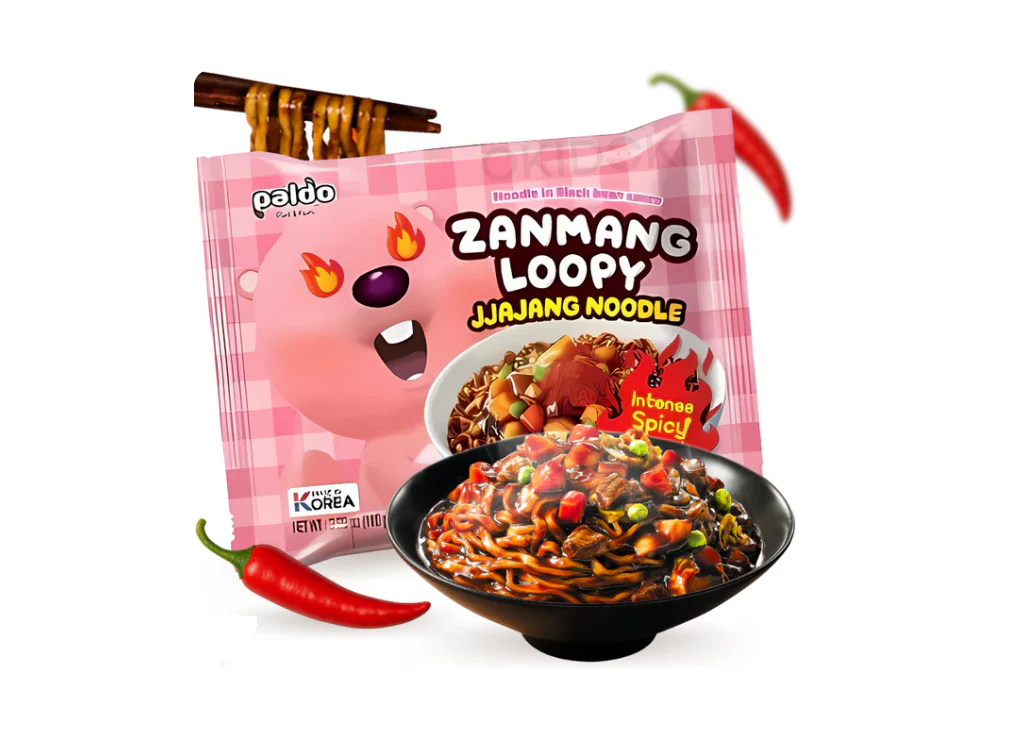 Paldo Zanmang Loopy JJajang Spicy Noodles In Black Suace 110g