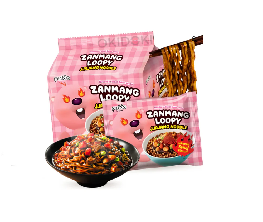 Paldo Zanmang Loopy JJajang Spicy Noodles In Black Suace 110g - Image 2